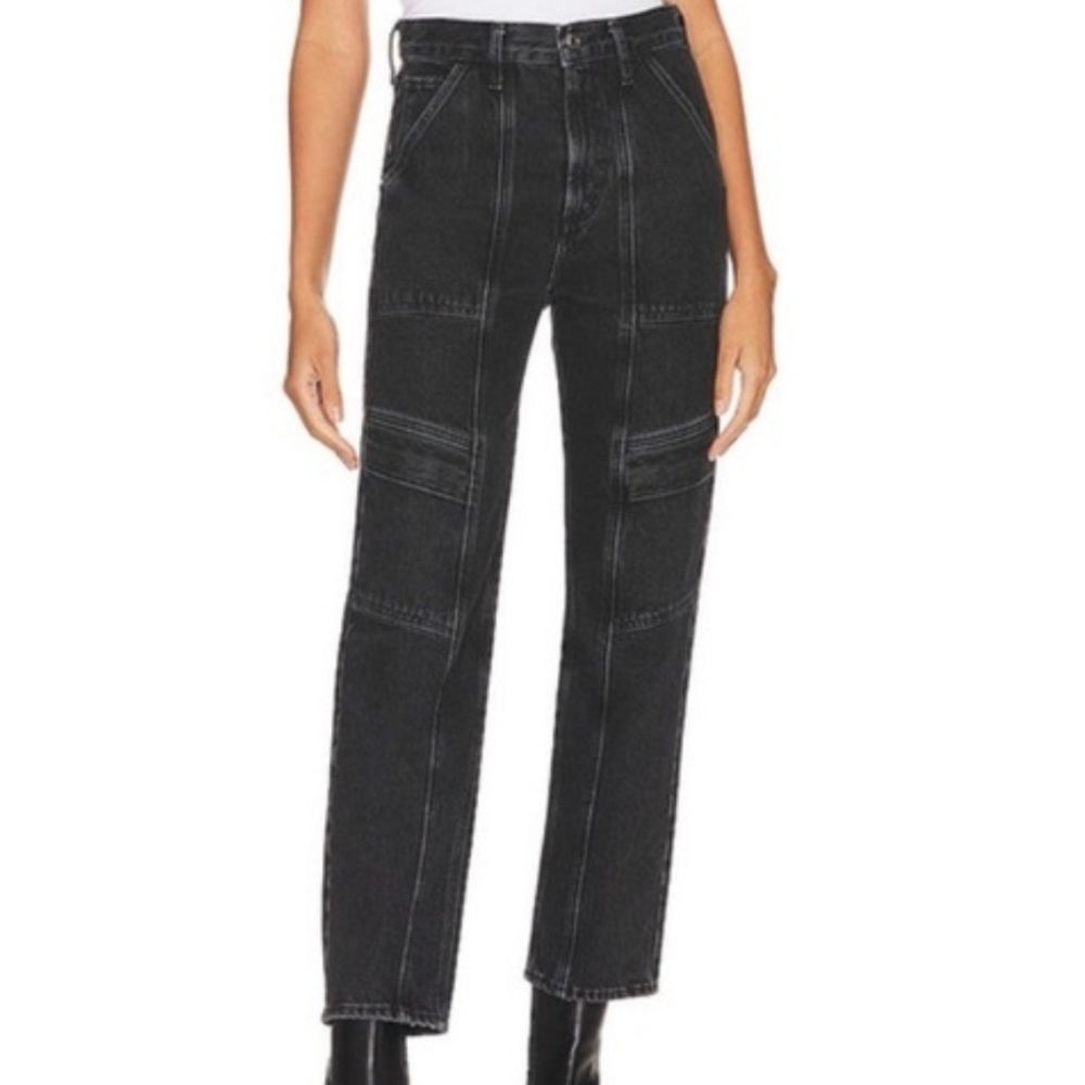 AGOLDE Cooper Black Cargo Jeans Size 25 Straight Leg